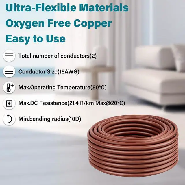Alt view image 5 of 6 - Thermostat Wire 18/2 100FT Solid Copper, Low Voltage, 18 Gauge, 2 Conductor Ideal for Thermostats, HVAC Systems, Doorbells, and Security Systems