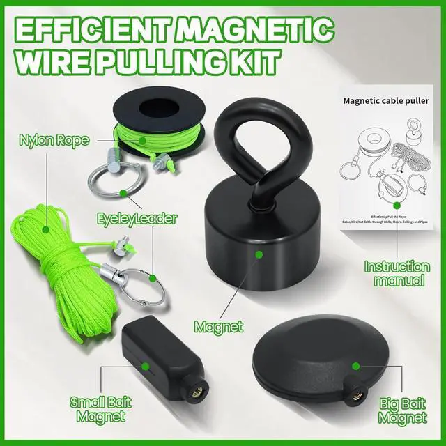 Alt view image 2 of 7 - DTLHCNCT Magnetic Wire Puller Kit - Wiremag Fish Tape with Magnet for Running Wires & Cables Behind Walls Indoor/Outdoor
