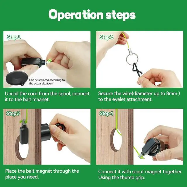 Alt view image 5 of 7 - DTLHCNCT Magnetic Wire Puller Kit - Wiremag Fish Tape with Magnet for Running Wires & Cables Behind Walls Indoor/Outdoor