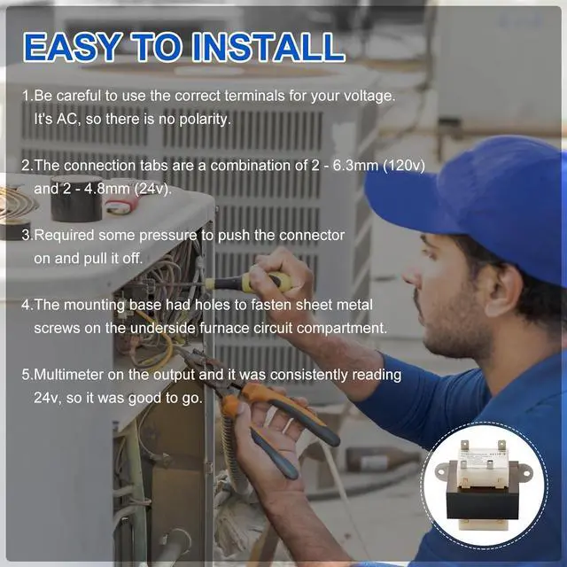 Alt view image 6 of 6 - TRR01729 Furnace Transformer, 4011F-3 HVAC Furnace Transformer Compatible with Trane, 120 Volt to 24 Volt TRR1729 TRR00784 TRR-0784 TRR0784 TRR-1816