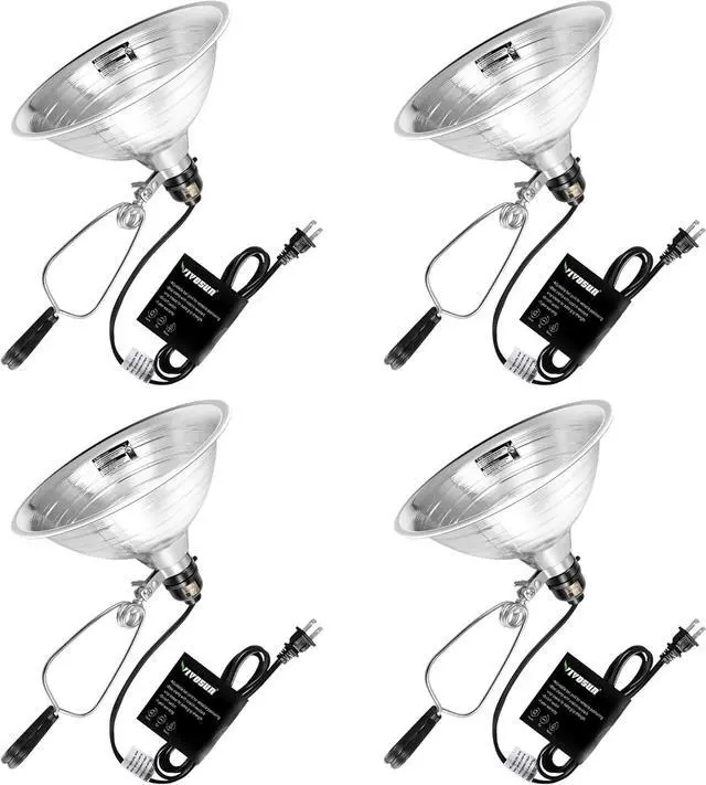 Main image of VIVOSUN Clamp Lamp Light with Detachable 8.5 Inch Aluminum Reflector up to 150 Watt E26 Socket (No Bulb Included), 6 Feet Cord, UL Listed, Pack of 4