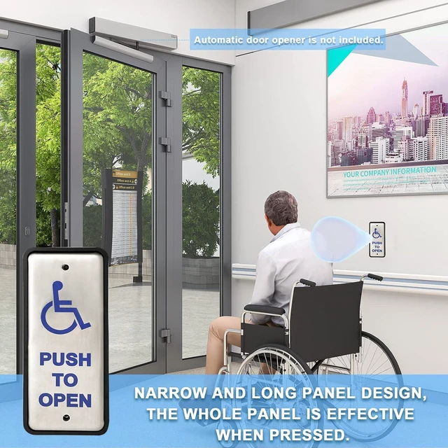 Alt view image 4 of 6 - Olideauto Handicapped Push Button for Automatic Door Opener,Single Narrow Wired Stainless Steel Handicap Push Button