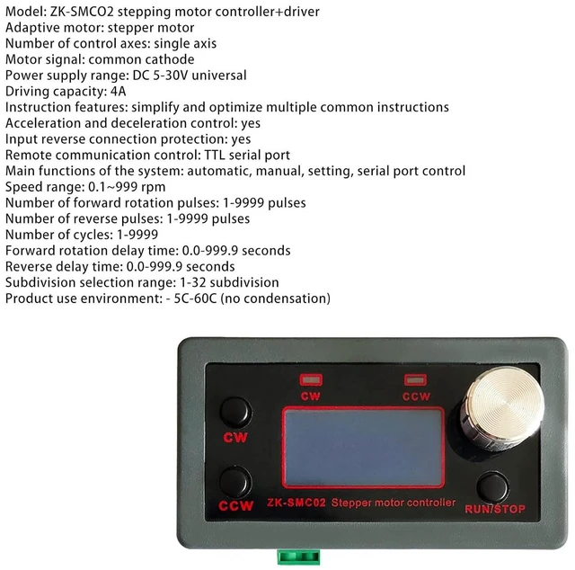 Alt view image 3 of 7 - DC Stepper Motor Driver and Controller, ZK-SMC02 Integrated Board DC 5~30V 4A Forward/Reverse Pulse Speed Angle Control Module Programmable PLC Serial Communication Drive All-in-One for 42 57 Motor
