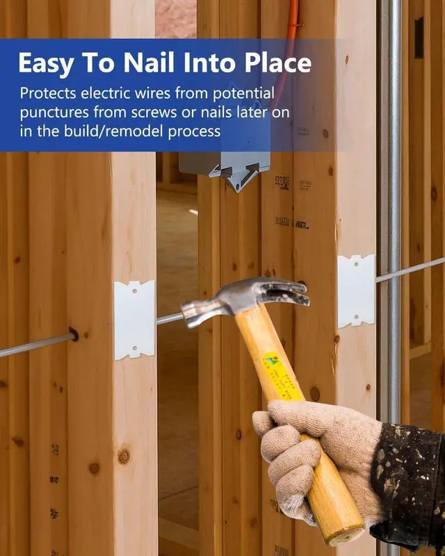 Alt view image 6 of 6 - 200 Pack Nail Plates for Wood Studs, 2.5 x 1.5 Inch Nail Guards for Studs with Sharp Pointed Prongs, Anti-Nail Protection Plate for Protecting Plumbing Wiring and Electrical Safety