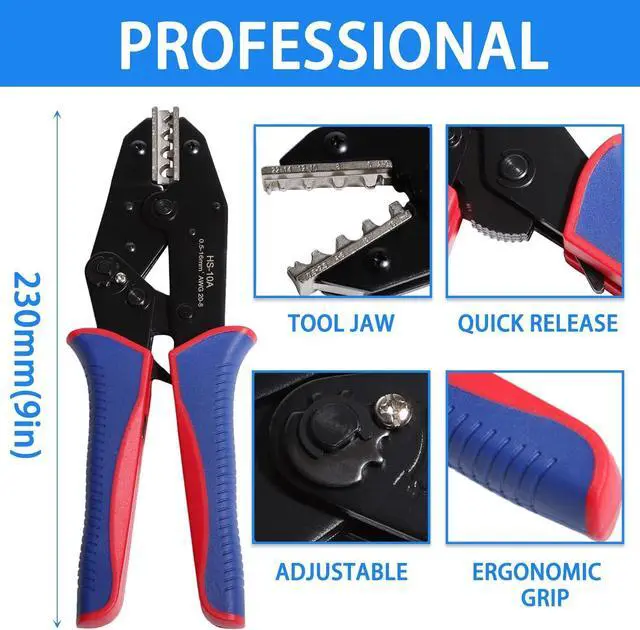 Alt view image 5 of 7 - Nylon Right Angle Spade Connector Kit 90 Degree Insulated Flag Terminal Quick Disconnect Wire Connector Crimper Tool 330PCS 22-18 16-14 12-10AWG
