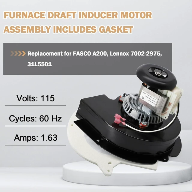 Alt view image 3 of 7 - Hiorucet Furnace Draft Inducer Motor for Lennox 31L5501, 24W95, FASCO A200, 7002-2975, 7002-3509, Rotom LB113219A, FB-RFB495, Furnace Blower Motor 115V, Shade Motor, CCW Rotation