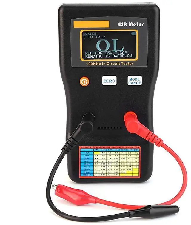 Main image of ESR Capacitance Meter, MESR-100 V2 Auto Ranging in Circuit ESR LCR Meter Capacitor/Low Ohm Meter Up to 0.01 to 100R