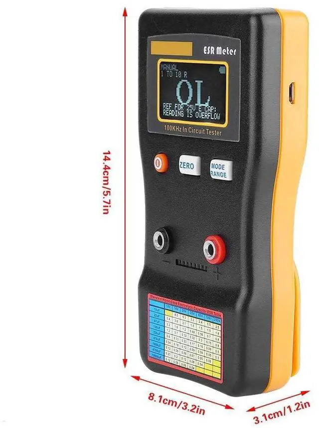 Alt view image 3 of 7 - ESR Capacitance Meter, MESR-100 V2 Auto Ranging in Circuit ESR LCR Meter Capacitor/Low Ohm Meter Up to 0.01 to 100R
