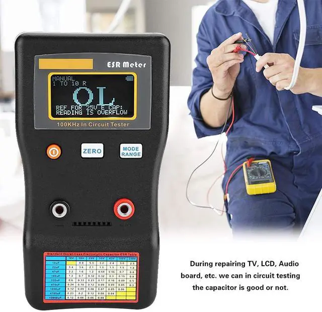 Alt view image 2 of 7 - ESR Capacitance Meter, MESR-100 V2 Auto Ranging in Circuit ESR LCR Meter Capacitor/Low Ohm Meter Up to 0.01 to 100R