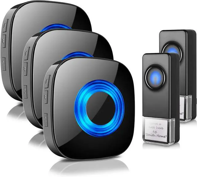 Main image of Wireless Doorbell - PHYSEN Door Bell Chimes with Mute Mode - 58 Ringtones&5 Volume Levels Operating at 1300-ft Range LED Strobe, 2 Transmitters+3 Receivers Waterproof Doorbell Kit for Home/Classroom