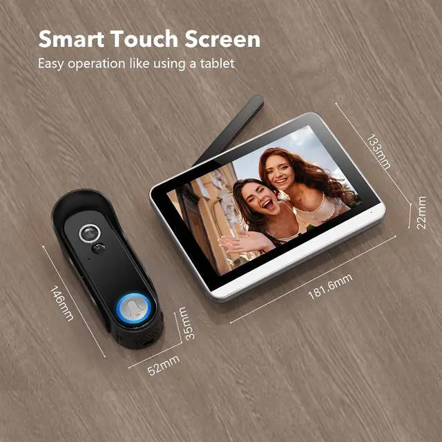 Alt view image 4 of 7 - Wireless Video Doorbell Camera with 7 Inch Monitor, Home Video Door Phone Intercom System, 2-Way Audio, PIR Motion Detection, Local Storage, No Monthly Fee, Tuya Smart APP