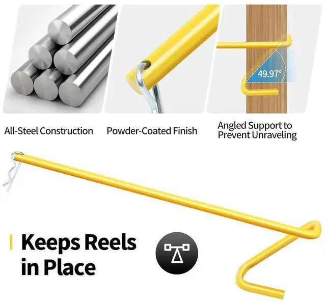Alt view image 7 of 7 - Stud Mounted Wire Dispenser (2 Pack), 400 Pound Load Capacity, Yellow, Copper