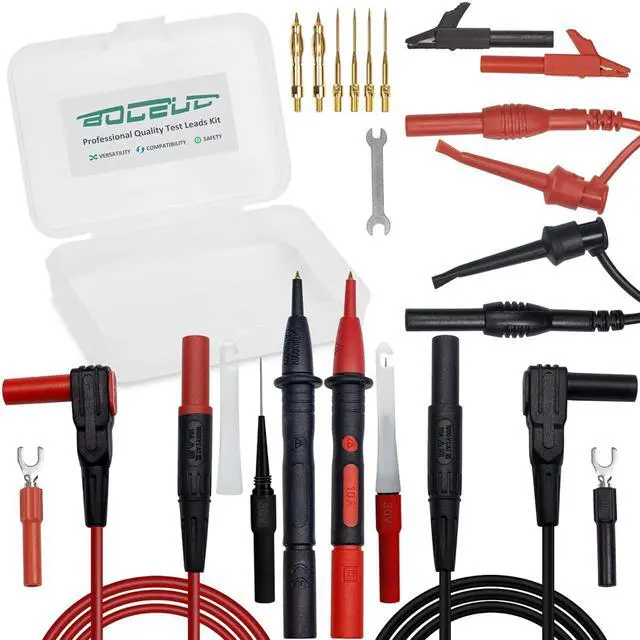 Main image of Multimeter Silicone Leads Electrician Test Leads Kit CAT III 1000V&CAT IV 600V with Alligator Clips Test Hooks and Needle Back Probe Pins for Fluke, AstroAI, INNOVA