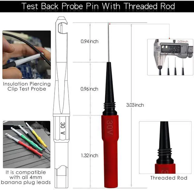 Alt view image 3 of 7 - Multimeter Silicone Leads Electrician Test Leads Kit CAT III 1000V&CAT IV 600V with Alligator Clips Test Hooks and Needle Back Probe Pins for Fluke, AstroAI, INNOVA