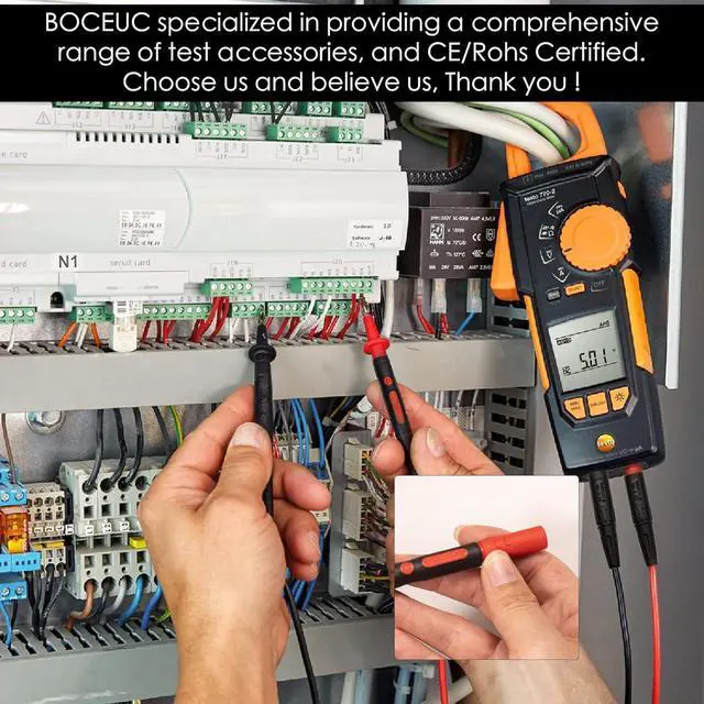 Alt view image 6 of 7 - Multimeter Silicone Leads Electrician Test Leads Kit CAT III 1000V&CAT IV 600V with Alligator Clips Test Hooks and Needle Back Probe Pins for Fluke, AstroAI, INNOVA