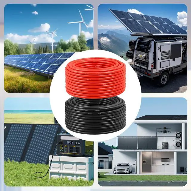 Alt view image 7 of 7 - Solar Panel Wire 10 AWG(6mm²) - Extension Cable 30Ft Black & 30Ft Red 10 Gauge Tinned Copper PV Wire for Outdoor Automotive RV Solar Panel Boat Marine (Black+Red)