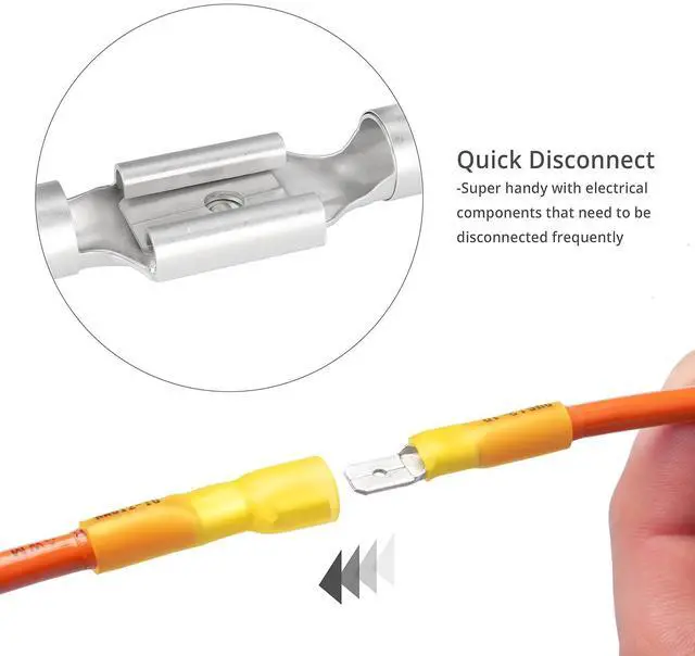 Alt view image 3 of 7 - Wirefy Spade Connector Kit - Male and Female Spade Wire Connectors Kit - Quick Disconnect Electrical Terminal Connectors - 22-10 Gauge - 250 PCS