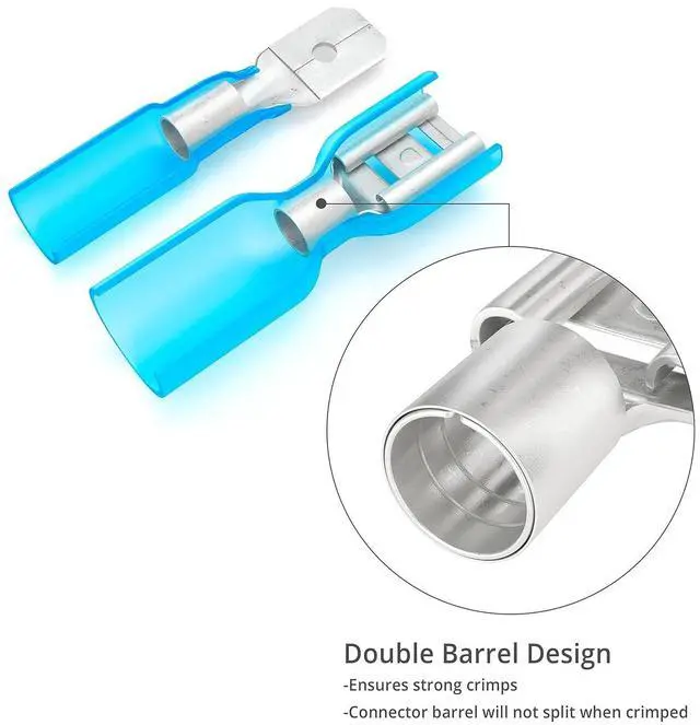 Alt view image 6 of 7 - Wirefy Spade Connector Kit - Male and Female Spade Wire Connectors Kit - Quick Disconnect Electrical Terminal Connectors - 22-10 Gauge - 250 PCS
