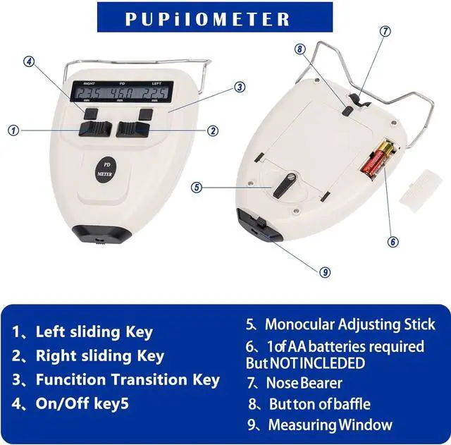 Alt view image 2 of 7 - Aist Optics 45~82 mm Optical Digital Pupillary Distance Meter LED PD Pupilometer Interpupillary Measuring Tool Ophthalmic Equipment with LCD Display PDs (battery not included) , White