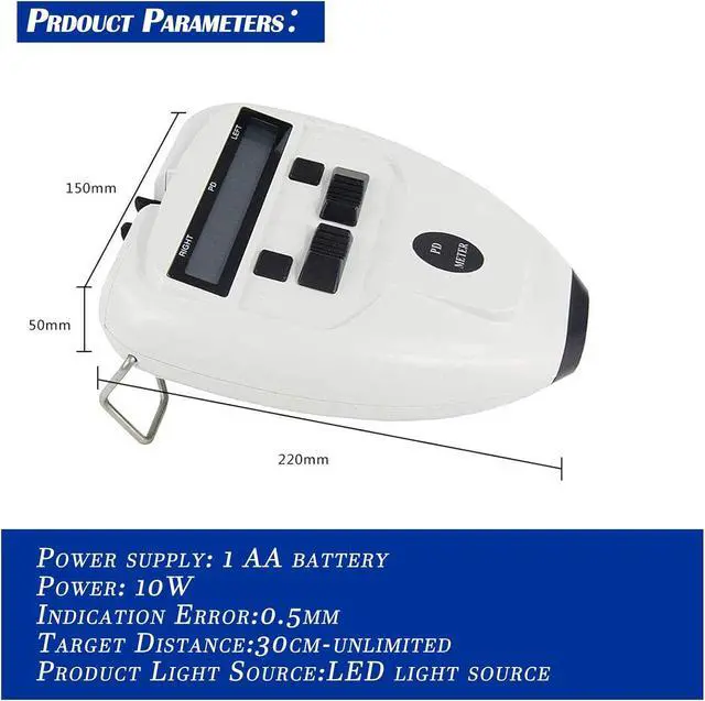 Alt view image 4 of 7 - Aist Optics 45~82 mm Optical Digital Pupillary Distance Meter LED PD Pupilometer Interpupillary Measuring Tool Ophthalmic Equipment with LCD Display PDs (battery not included) , White