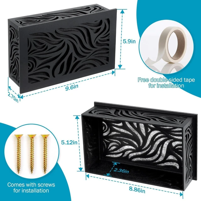 Alt view image 2 of 7 - Saillong Doorbell Chime Cover Box Only, Wood Doorbell Cover for Wall Inside with Adhesive Tape and Screws, Universal Door Bell Chime Covers Fit Most DoorbellsDoorbells Not Included(Black)