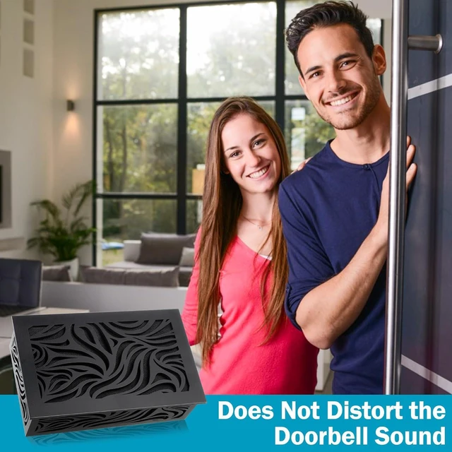 Alt view image 6 of 7 - Saillong Doorbell Chime Cover Box Only, Wood Doorbell Cover for Wall Inside with Adhesive Tape and Screws, Universal Door Bell Chime Covers Fit Most DoorbellsDoorbells Not Included(Black)