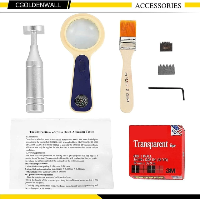 Alt view image 5 of 6 - CGOLDENWALL Cross Hatch Adhesion Tester Cross-Cut Tester Kit Multi-Blade Cutter spacing: 1 +0.01mm, 2+0.01mm