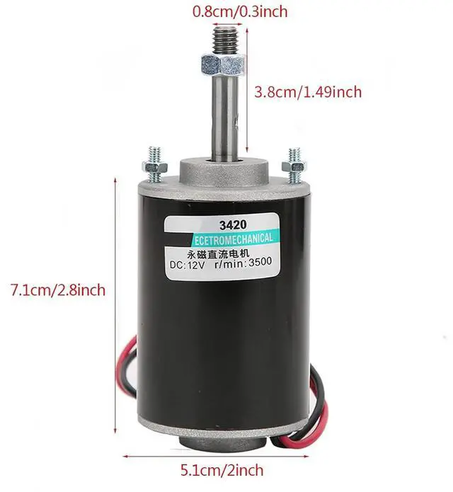 Alt view image 3 of 7 - Mini DC12V CW/CCW Permanent Magnet DC Motor Reversible Electric Gear Motor High Speed Low Noise for DIY Generator(DC 12V 3500RPM)