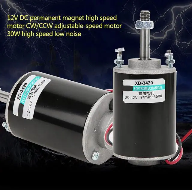 Alt view image 5 of 7 - Mini DC12V CW/CCW Permanent Magnet DC Motor Reversible Electric Gear Motor High Speed Low Noise for DIY Generator(DC 12V 3500RPM)