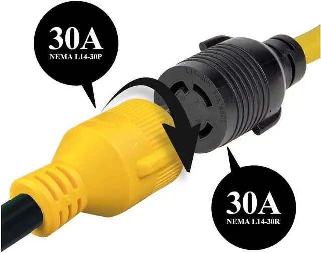 Alt view image 6 of 7 - RV Generator Power Adapter-30Amp Male 4 Prong Plug to 50 Amp Female | 12inch STW10/3 Camper Cord(CRG30450)