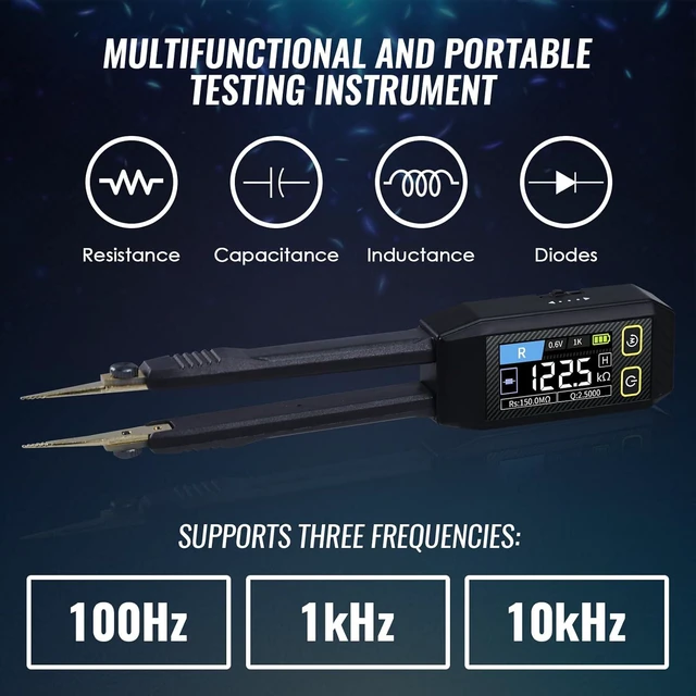 Alt view image 2 of 7 - LCR-ST1 10kHz LCR Meter Tweezer, ESR Meter & Mini SMD Multimeter, Capacitance, Inductance, Continuity & Diode Tester, Rechargeable Component Tester