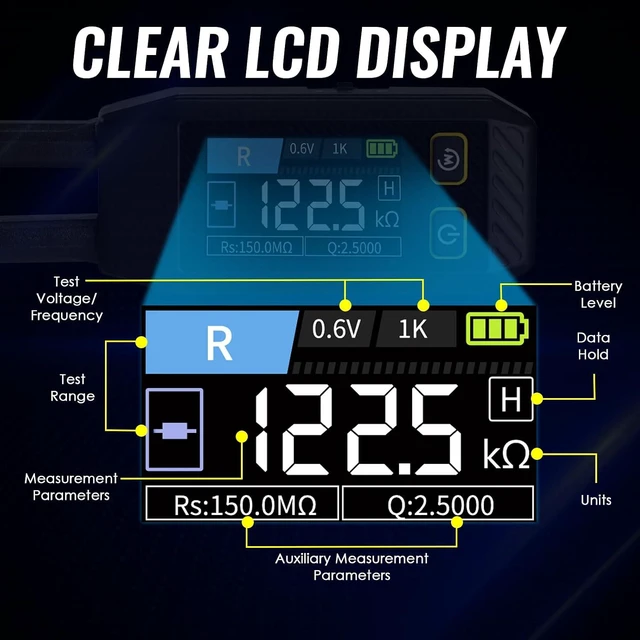 Alt view image 5 of 7 - LCR-ST1 10kHz LCR Meter Tweezer, ESR Meter & Mini SMD Multimeter, Capacitance, Inductance, Continuity & Diode Tester, Rechargeable Component Tester