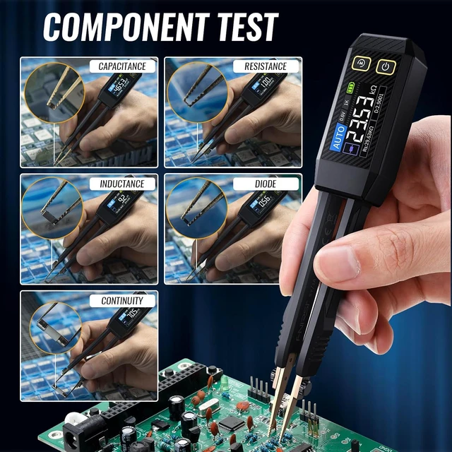 Alt view image 3 of 7 - LCR-ST1 10kHz LCR Meter Tweezer, ESR Meter & Mini SMD Multimeter, Capacitance, Inductance, Continuity & Diode Tester, Rechargeable Component Tester