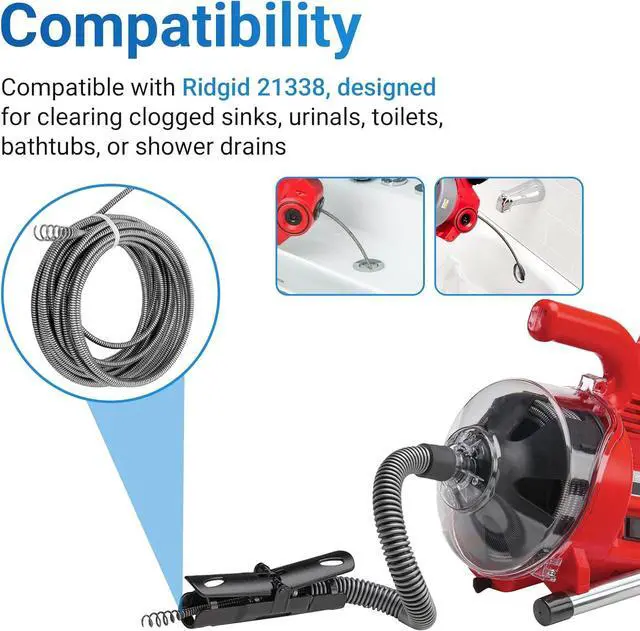 Alt view image 4 of 7 - 21338 Drain Snake Cable Compatible with Ridgid Auto-Spin Drain Snake, 1/4" x 30' Sewer Cable Replacement for Pro Plumbing Business