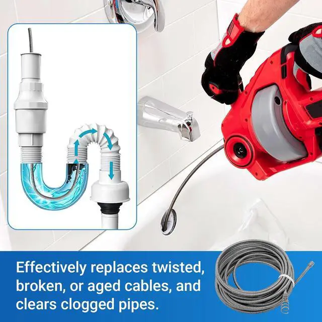 Alt view image 6 of 7 - 21338 Drain Snake Cable Compatible with Ridgid Auto-Spin Drain Snake, 1/4" x 30' Sewer Cable Replacement for Pro Plumbing Business