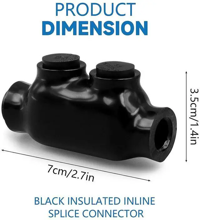 Alt view image 2 of 7 - 5 Pack Insulated Wire Connectors, Black Splice Connector 2 Ports Multi Cable Connector Soldering Lugs Double Side Entry Cable Splicers with Oxide Inhibitor (2/0-6 Wire Range)