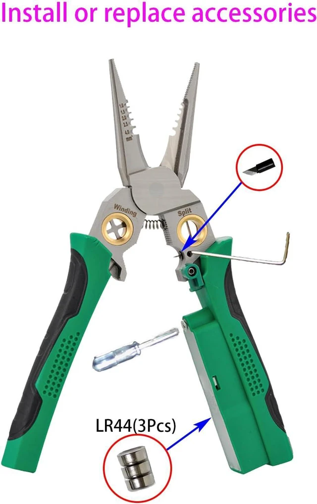 Alt view image 4 of 7 - 8 in 1 Electrical Wire Stripper With Voltage Tester Multi-function Wire Pliers Detector Crimper, Heavy Duty 12-250V AC/DC Tester for Hot/Neutral Wires