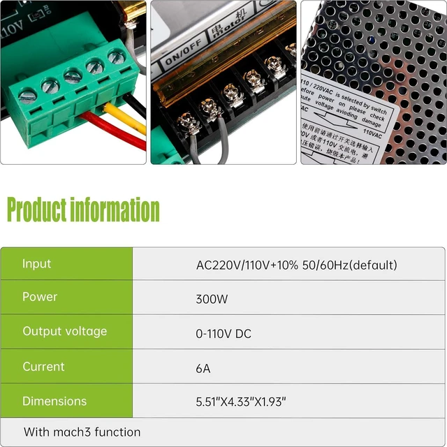 Alt view image 5 of 7 - RATTMMOTOR 300W Mach3 Fuction CNC Spindle Motor Speed Controller 6A Power Supply Converter AC110V/220V Compatible with 300W Spindle Motor for CNC Router Milling Machine
