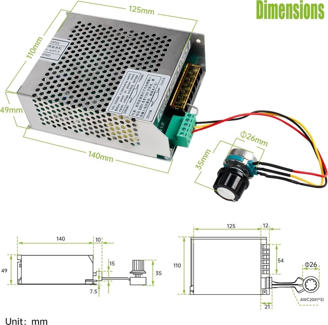 Alt view image 4 of 7 - RATTMMOTOR 300W Mach3 Fuction CNC Spindle Motor Speed Controller 6A Power Supply Converter AC110V/220V Compatible with 300W Spindle Motor for CNC Router Milling Machine