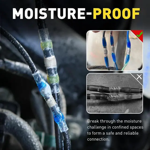 Alt view image 5 of 7 - haisstronica 220PCS Solder Seal Wire Connectors Kit with 10-24 AWG Self-Adjusting Automatic Wire Stripper Tool, Waterproof Heat Shrink Butt Terminals for Car, Marine, Trailer, DIY Wiring Projects