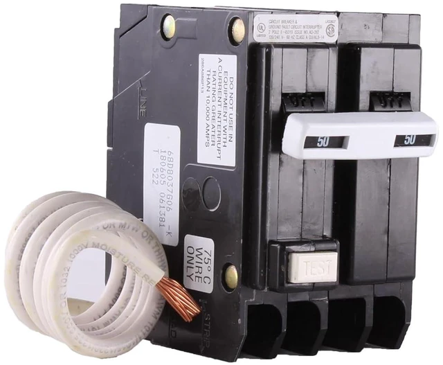 Main image of ABB Q-Line® THQL2150GFT 50A 240-Volts Double Pole Circuit Breaker 50 Amp Double Pole Ground Fault Breaker with Self-Test 120/240 VAC 2-Pole GFCI Breaker Ground Fault Circuit Interrupter