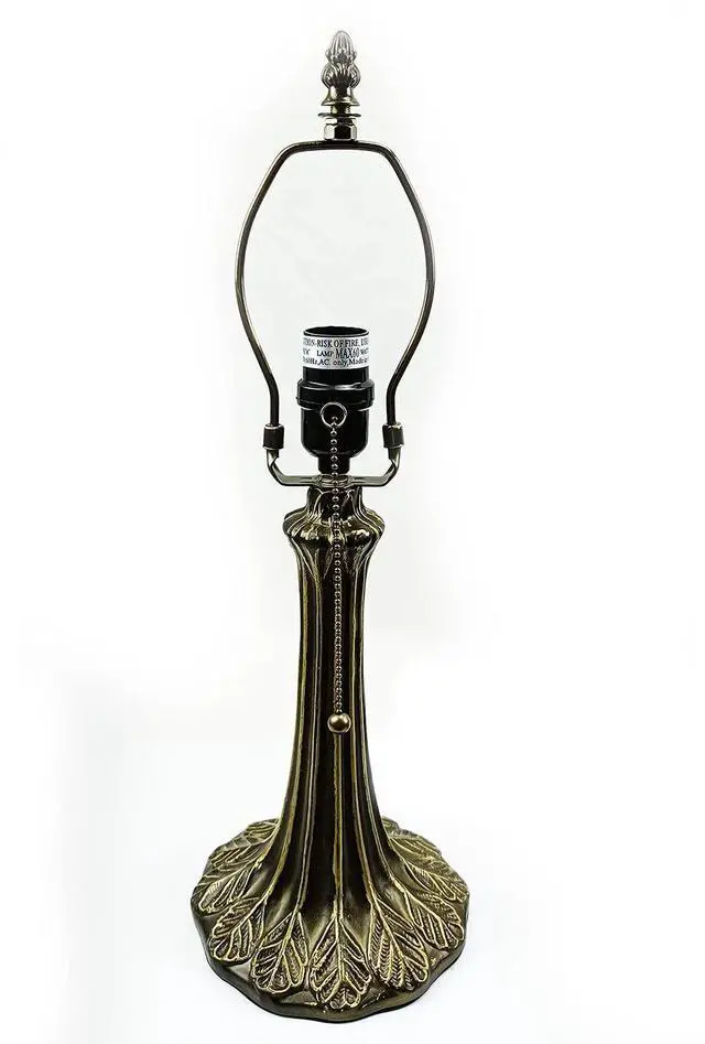 Main image of Tiffany Lamp Holder, Antique Brass Alloy, 1-Zipper E26 Socket, Button Switch Wire, NA0013