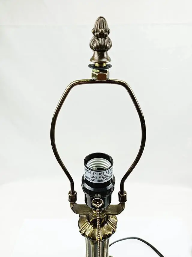 Alt view image 5 of 6 - Tiffany Lamp Holder, Antique Brass Alloy, 1-Zipper E26 Socket, Button Switch Wire, NA0013