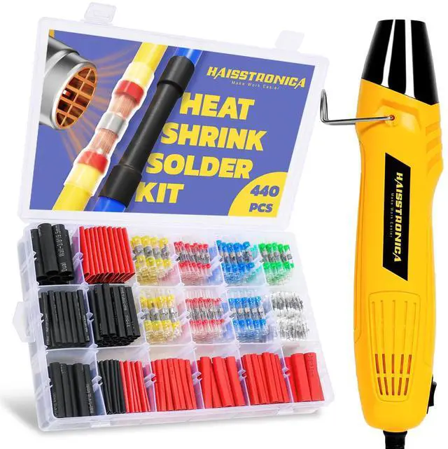 Main image of haisstronica 440 PCS All in One Set with Solder Seal Wire Connectors,3:1 Heat Shrink Tubing and Heat Gun,Solder Sticks Wire Terminals Electrical Connectors for Automotive, Marine, Trailer Wiring