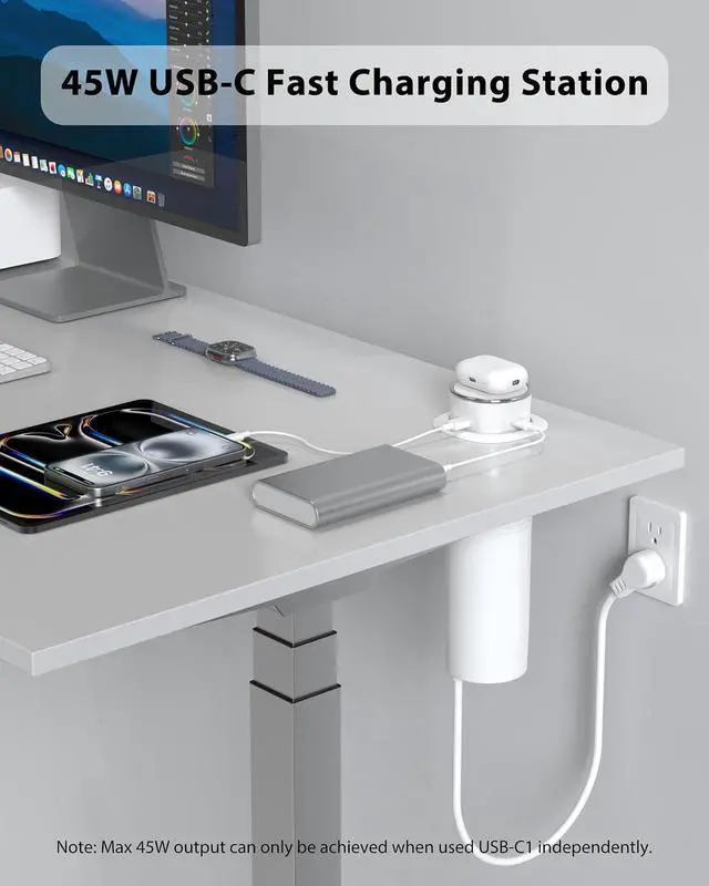 Alt view image 4 of 7 - Motorized Pop Up Outlet,2 PD 45W USB C Charging Station, 3.15 in Hole Desktop Power Grommet Electrical Outlets Insert in 4AC 4 USB Ports 15W Wireless Charger for Kitchen Countertop