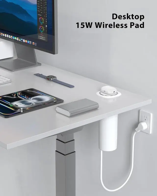 Alt view image 5 of 7 - Motorized Pop Up Outlet,2 PD 45W USB C Charging Station, 3.15 in Hole Desktop Power Grommet Electrical Outlets Insert in 4AC 4 USB Ports 15W Wireless Charger for Kitchen Countertop