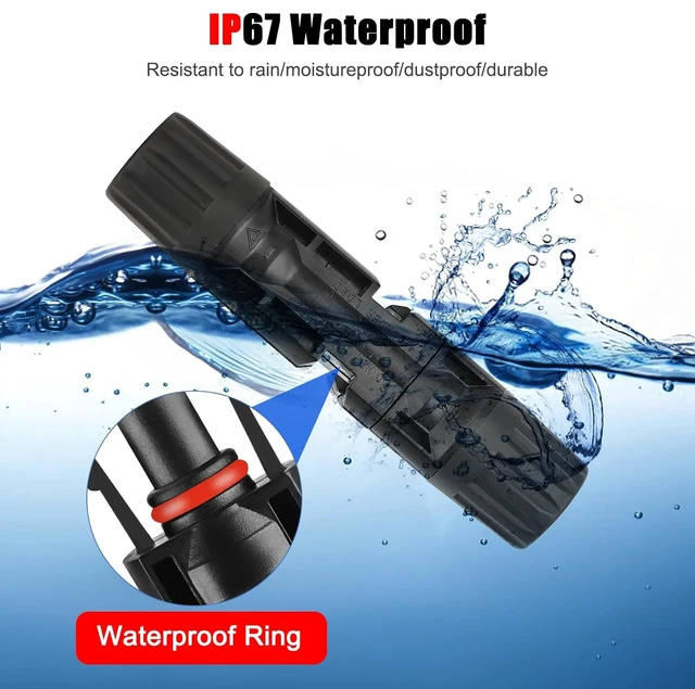 Alt view image 4 of 7 - 100PCS MC4 Soar Connectors Solar Panel Cable Connectors 1000V 30A IP67 Waterproof Male/Female Plug with Spanners, Suitable for 14AWG-10AWG Solar Cables (50 Pairs)