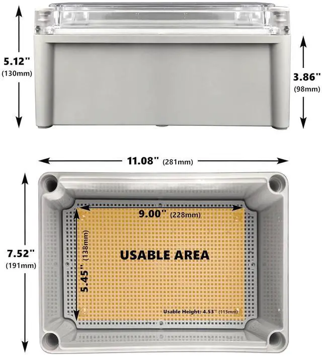 Alt view image 6 of 6 - MGI SpeedWare Electrical Junction Box with Mounting Plate and IP67 Waterproof Clear Cover (11" x 7.5" x 5")