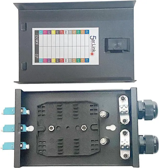 Alt view image 4 of 6 - Fiber Optic Wall Mount Box with LC Couplers for Single Mode & Multimode Fiber Optic Cable. | Fiber Box Enclosure for MPOEs, Network rooms, and IDF Rooms. (LC 6 Strand OS1/OS2)