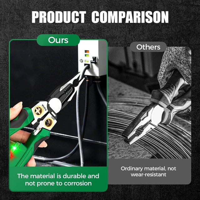 Alt view image 3 of 6 - 2025 New 8 in 1 Seese Wire Stripper with Voltage TesterMulti-purpose Electric Stripping Tool Wire Crimper, Cutter, Pulling Pliers for Electrical Work (2)